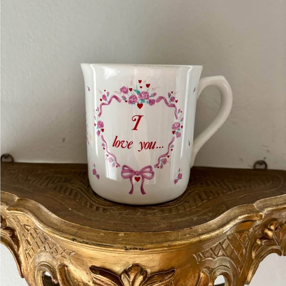 Vintage Papel novelty message mug cottagecore coquette bows flowers